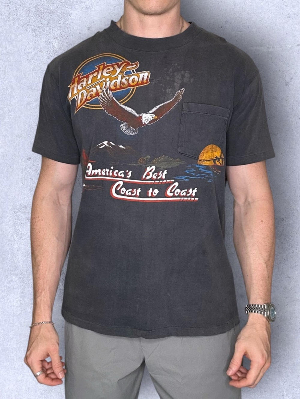 Vintage 80s Harley Davidson Single Stitch Tee Shirt - Picture 2 of 7